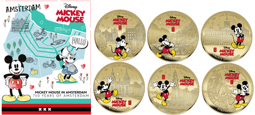 750 ans d'Amsterdam – Mickey Mouse – Coffret exclusif de pièces plaquées or