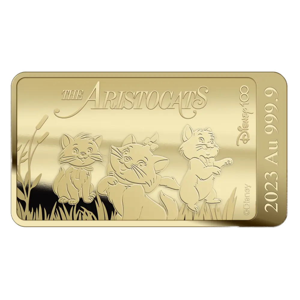 Lingot d'or Les Aristochats – Disney 100 ans (1/100 oz)