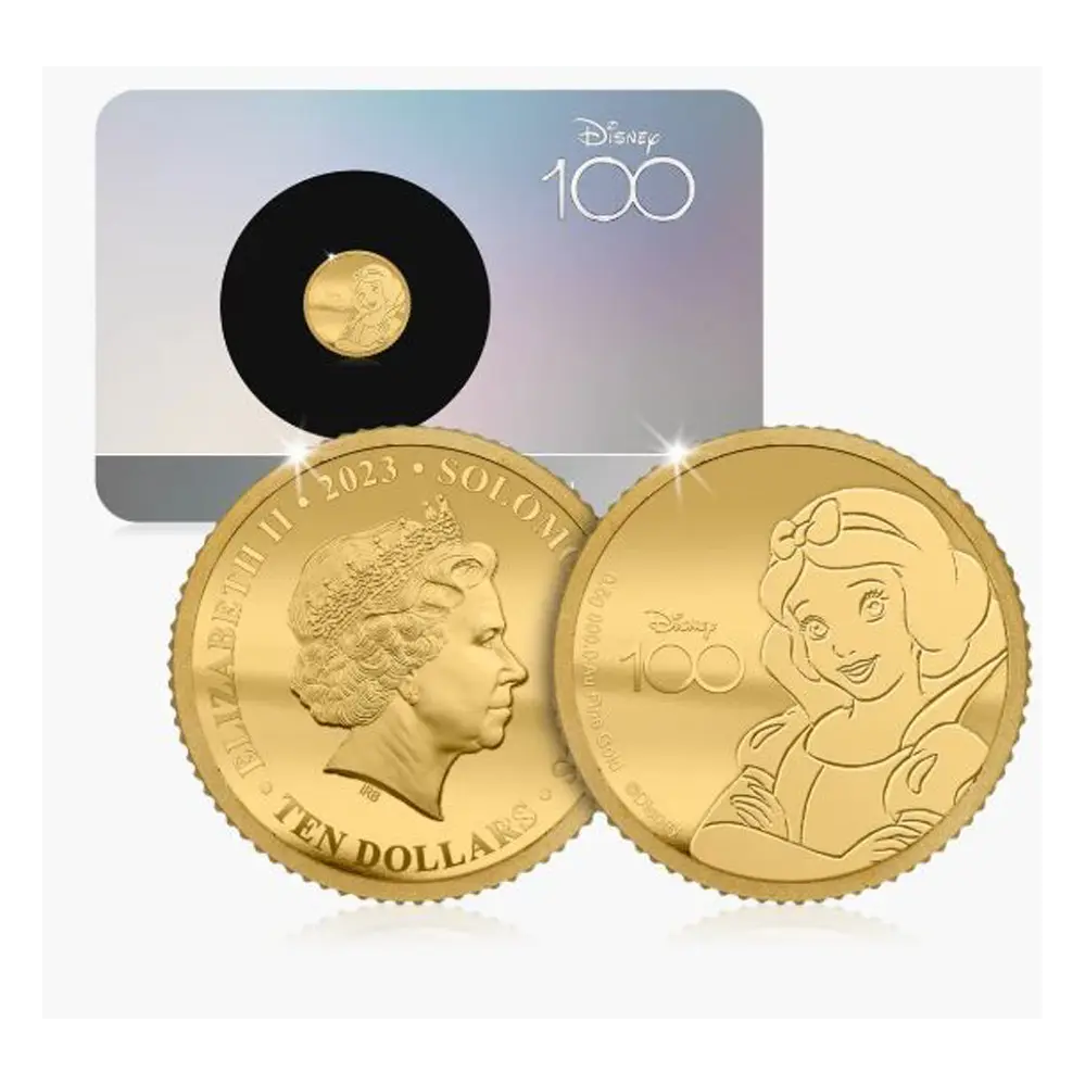 Pièce en or massif – Blanche-Neige – 100e anniversaire de Disney